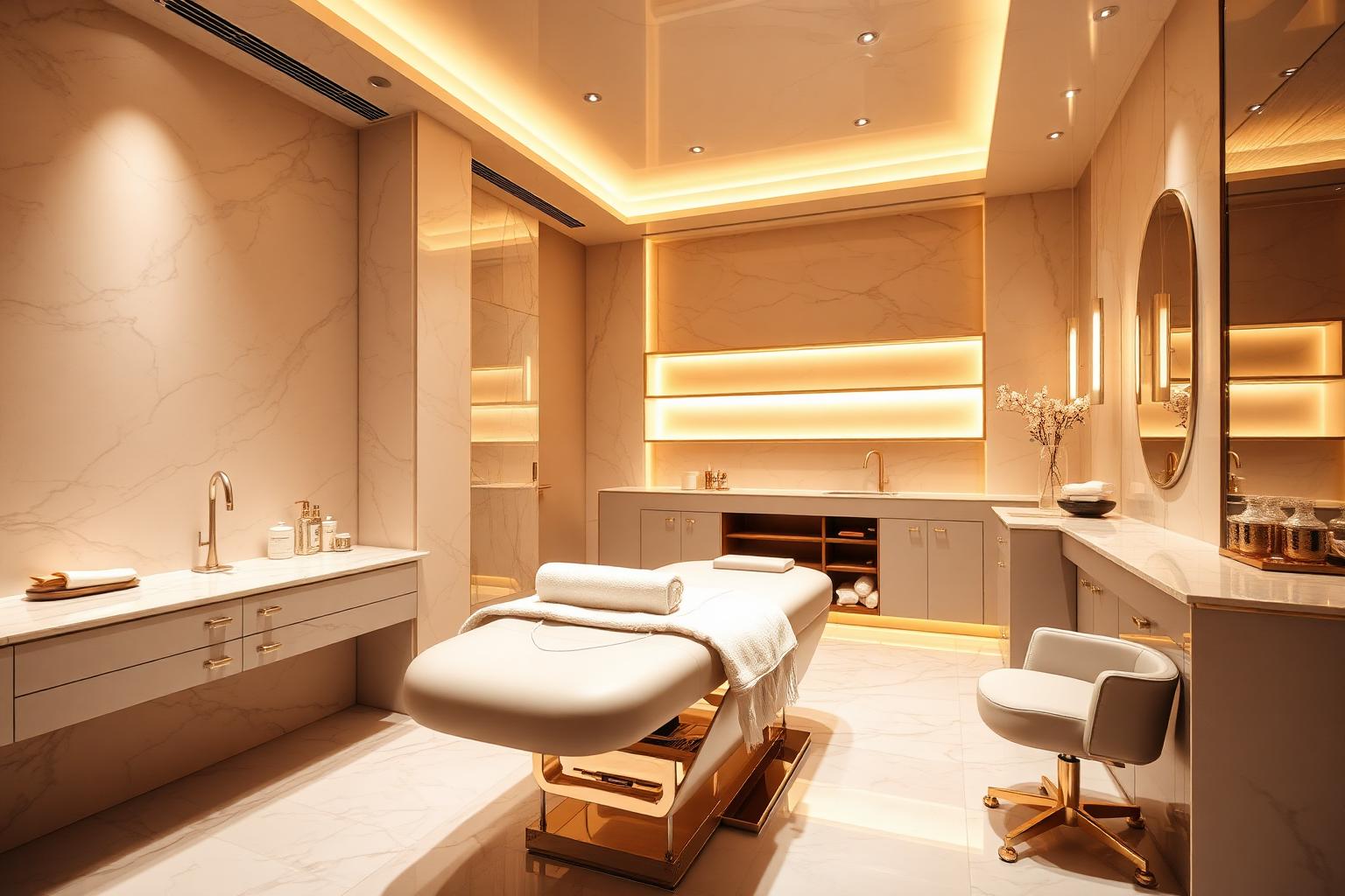 Luxurious modern med spa treatment room